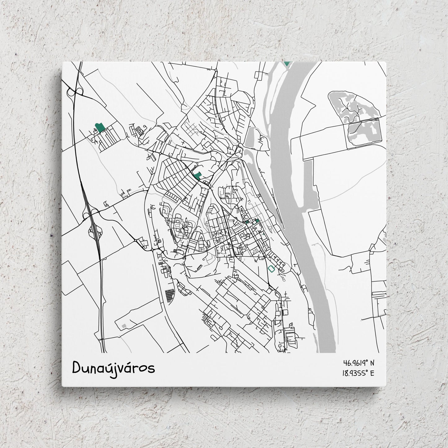 Dunaújváros - Térképes vászonkép