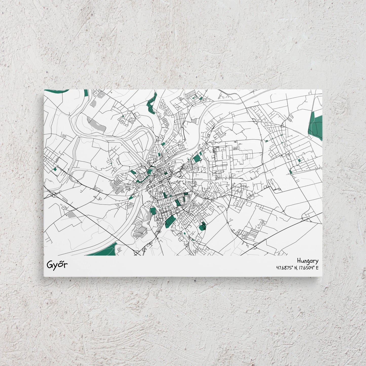 Győr - Térképes vászonkép