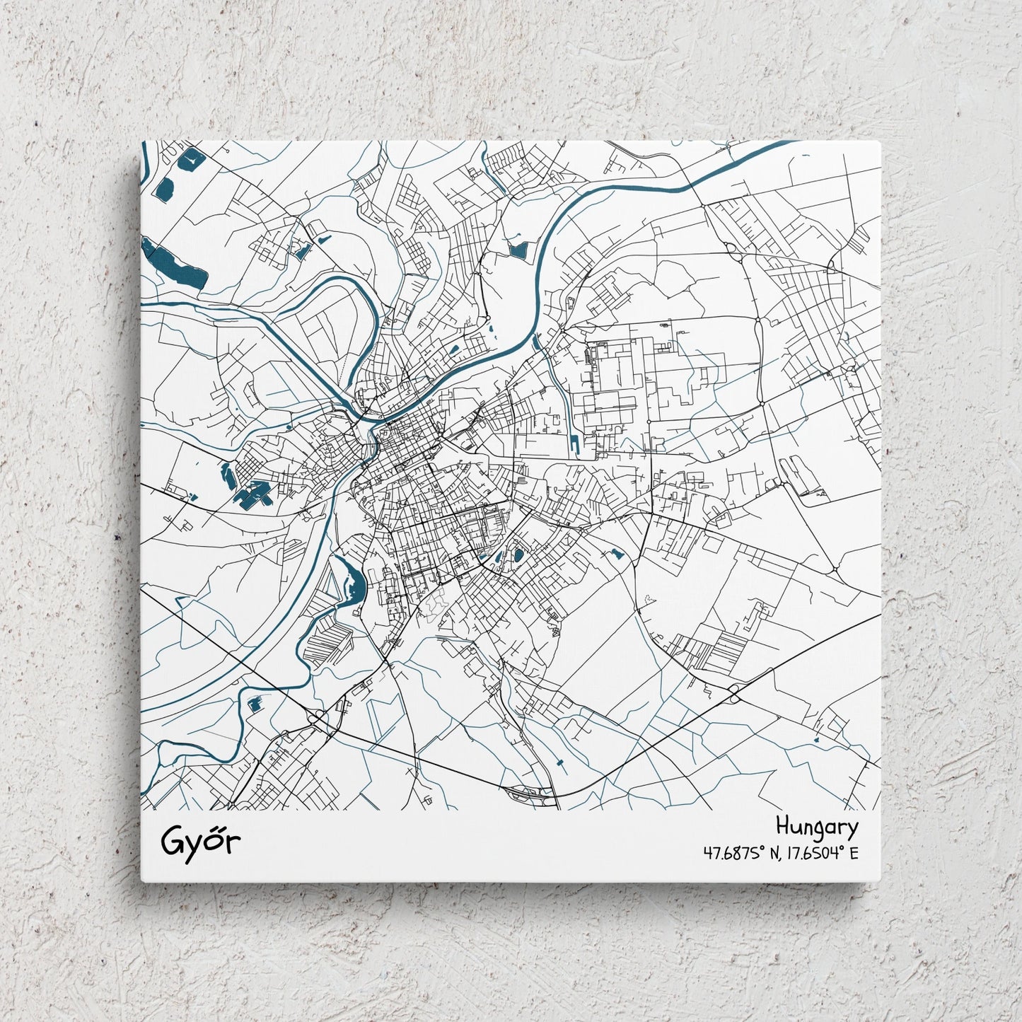 Győr - Térképes vászonkép