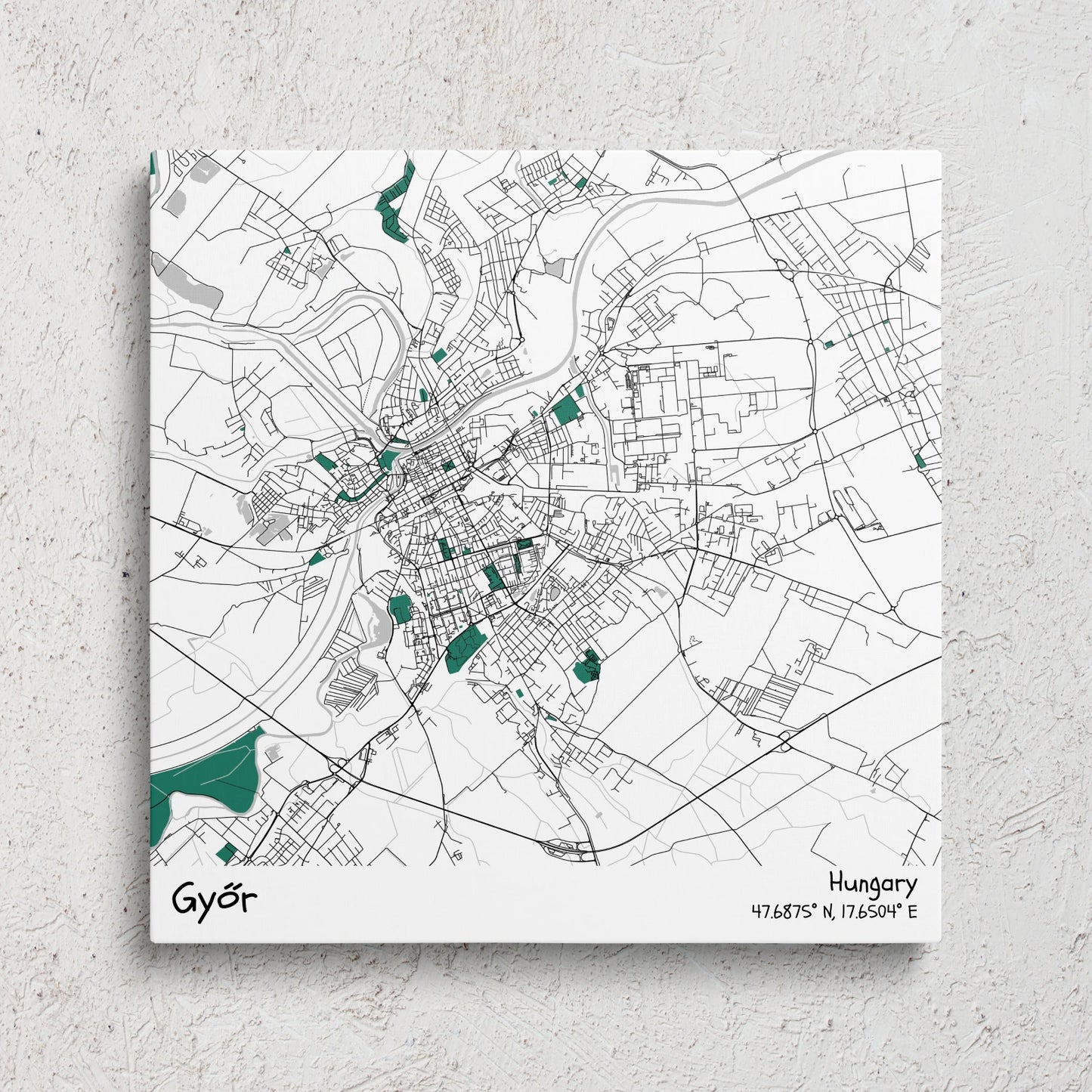 Győr - Térképes vászonkép
