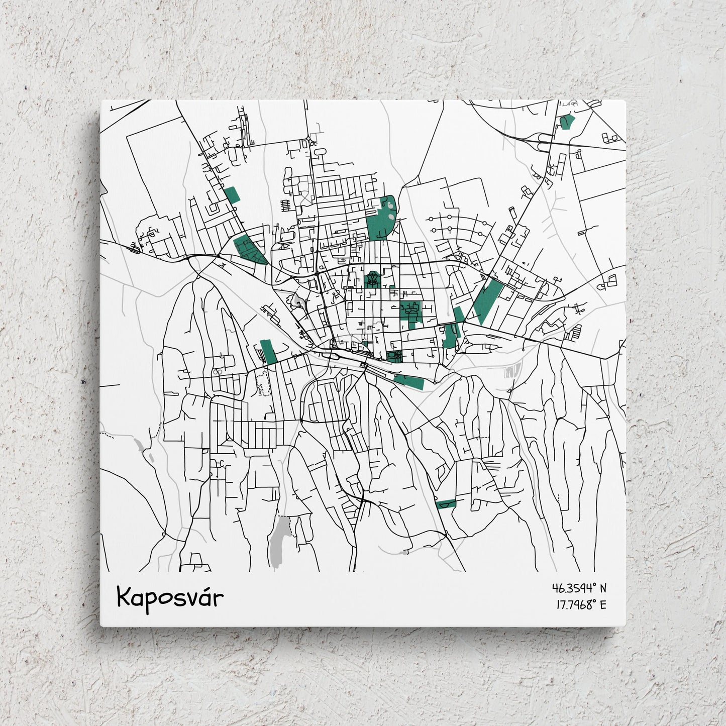 Kaposvár - Térképes vászonkép