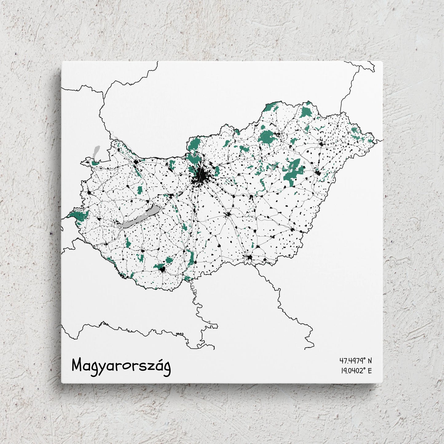 Magyarország - Térképes vászonkép