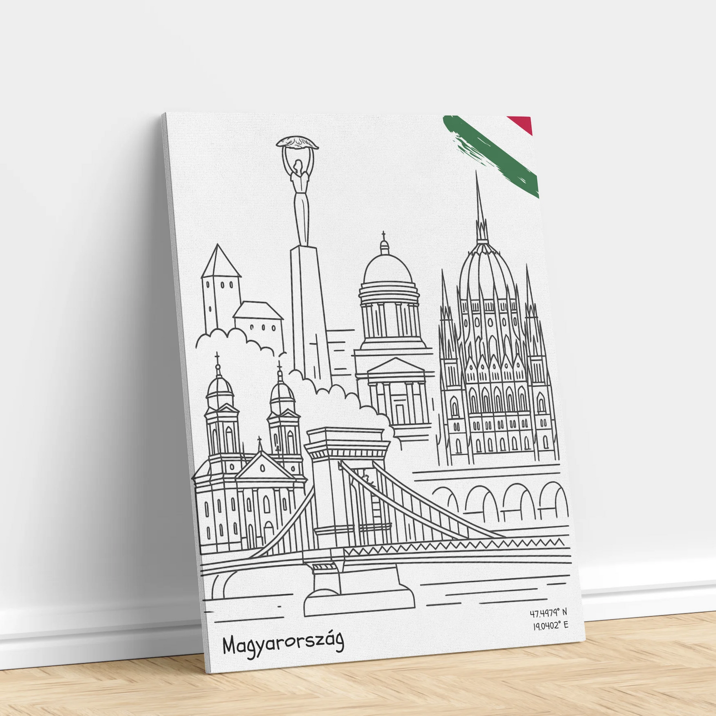 Magyarország - Vonalrajz vászonkép