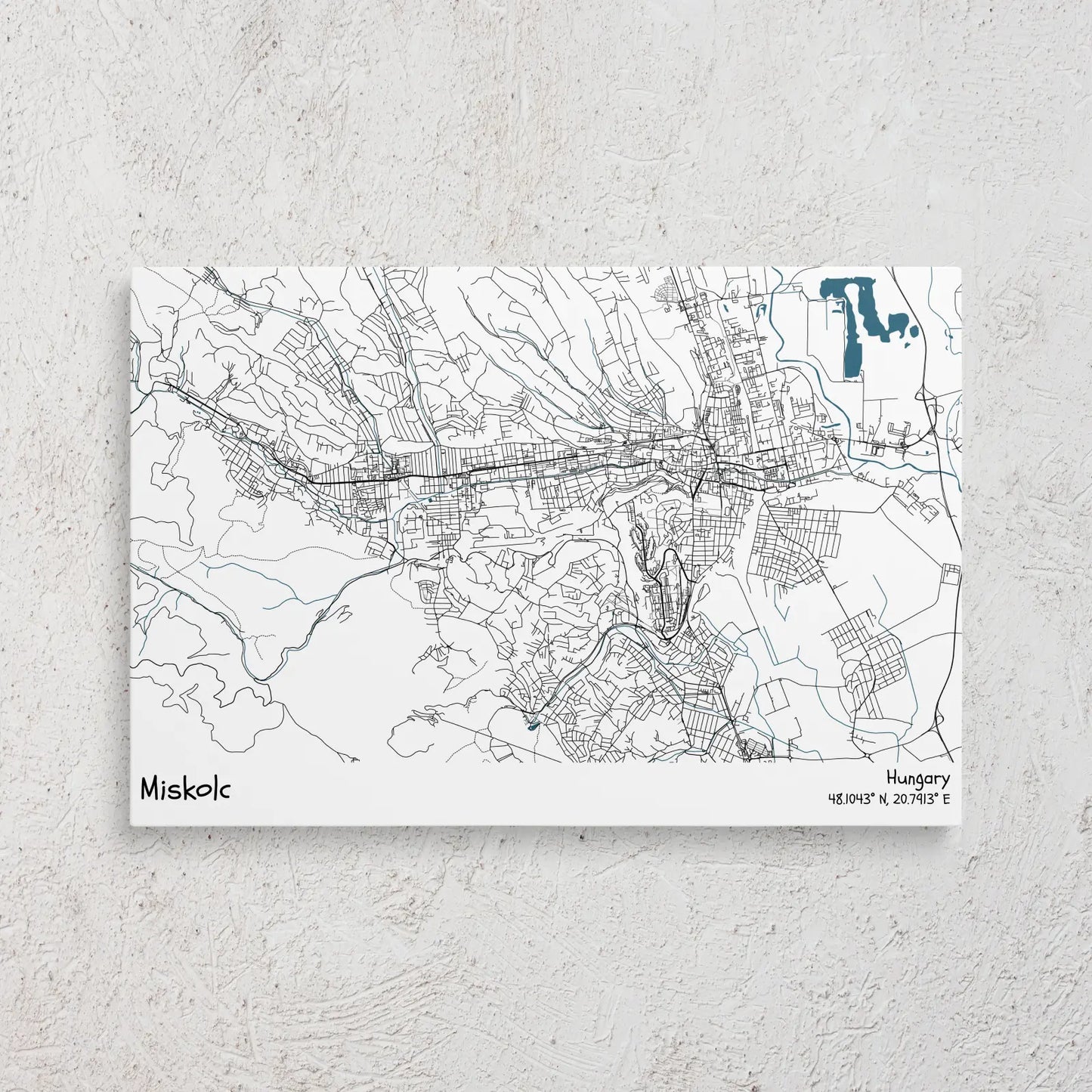 Miskolc - Térképes vászonkép
