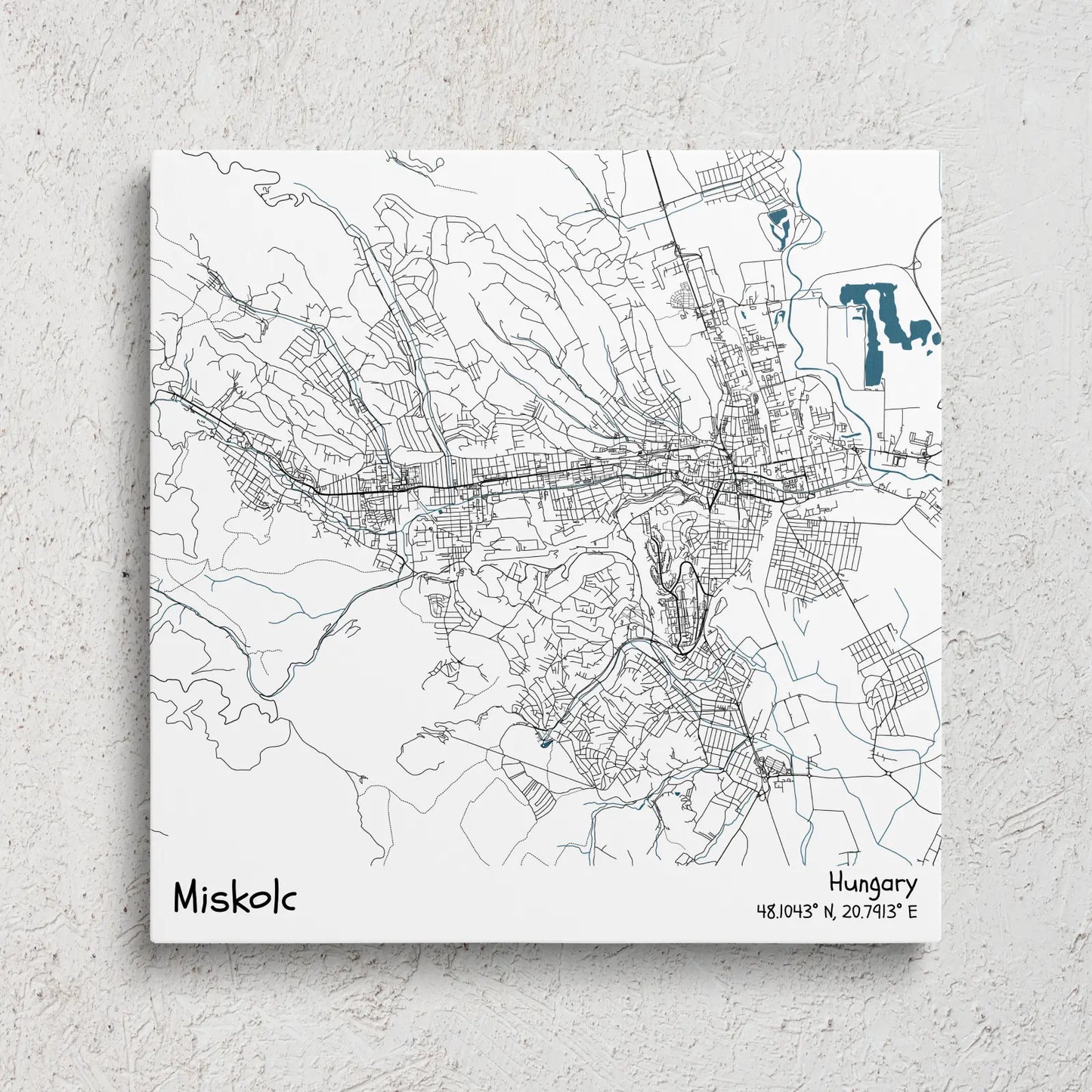 Miskolc - Térképes vászonkép