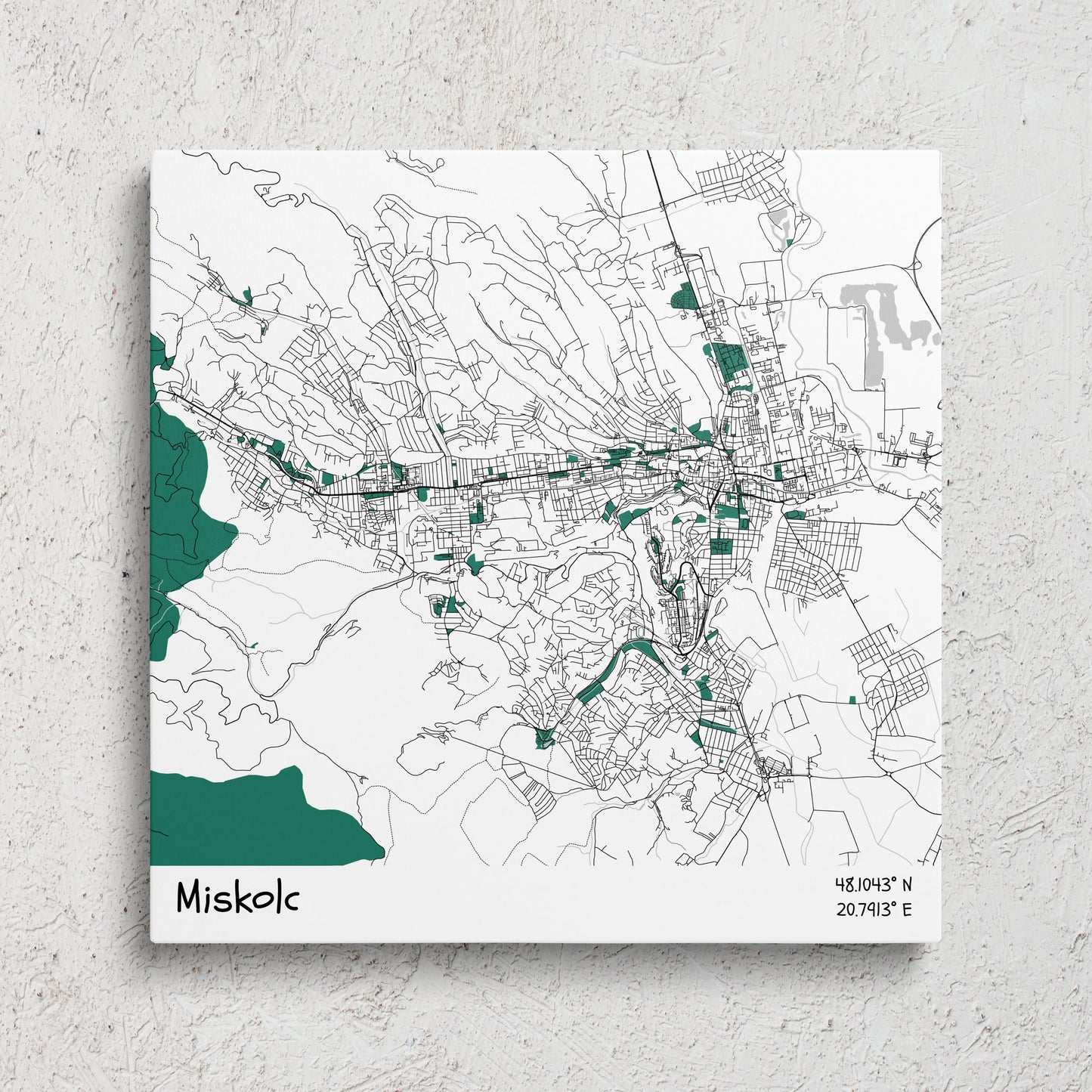 Miskolc - Térképes vászonkép