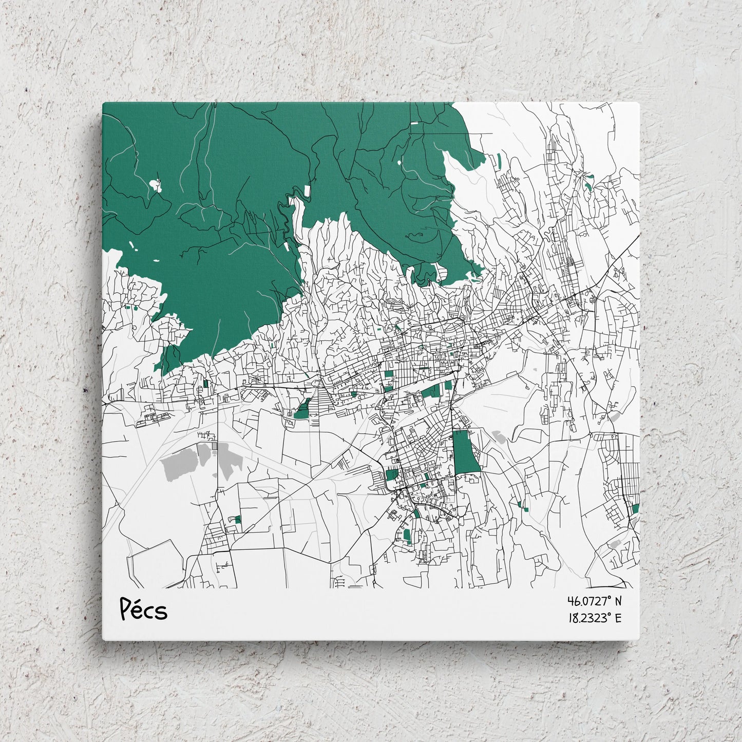 Pécs - Térképes vászonkép