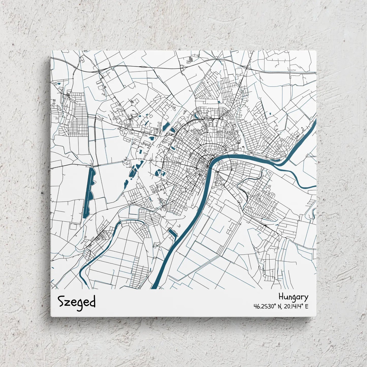 Szeged - Térképes vászonkép