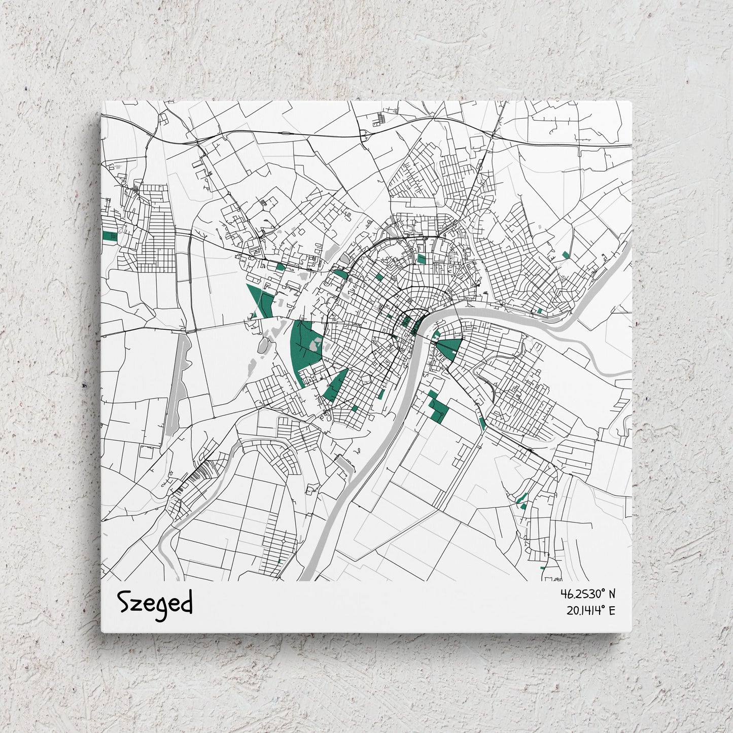 Szeged - Térképes vászonkép