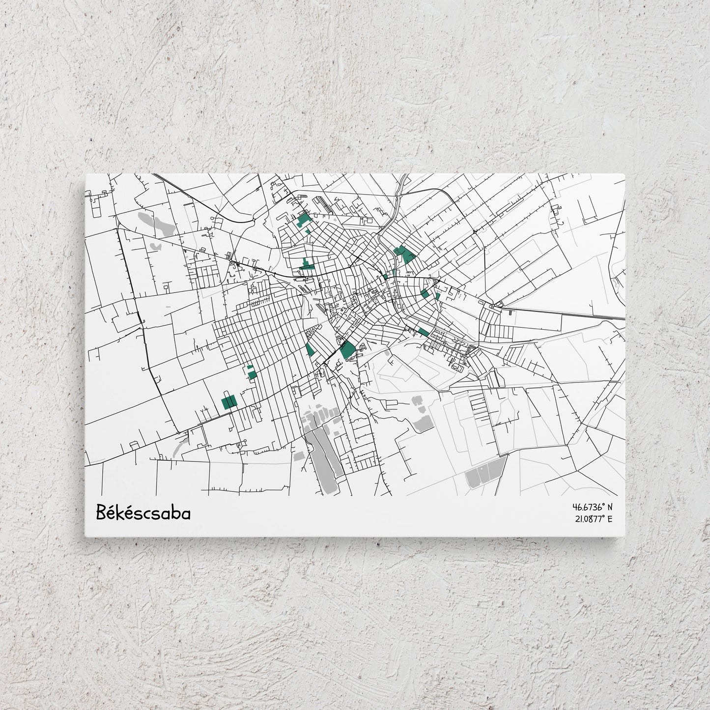 Békéscsaba - Térképes vászonkép