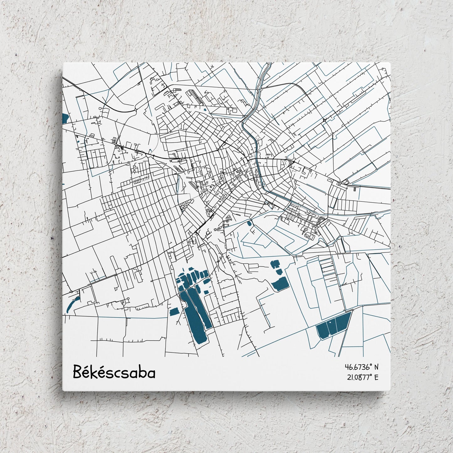 Békéscsaba - Térképes vászonkép