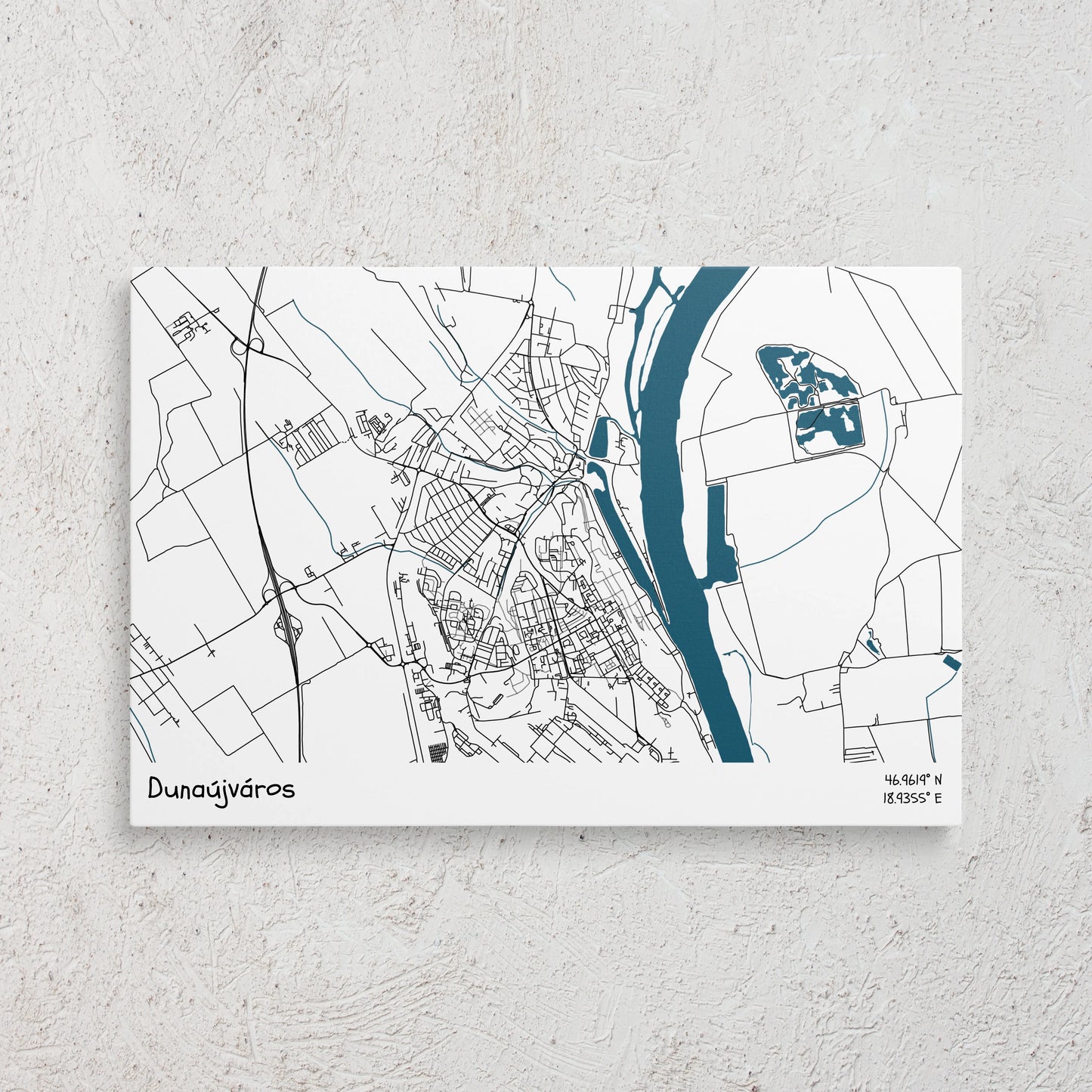 Dunaújváros - Térképes vászonkép
