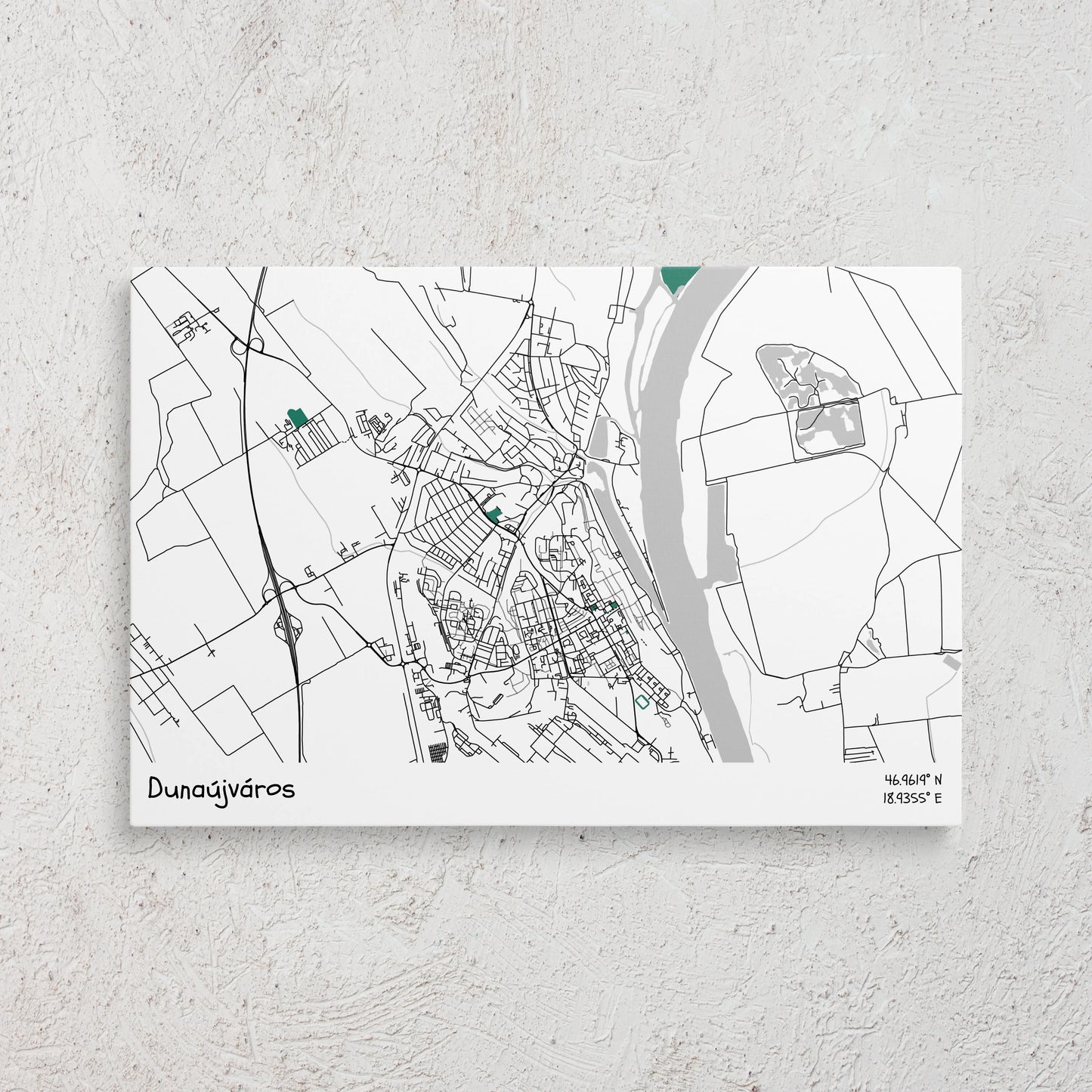 Dunaújváros - Térképes vászonkép