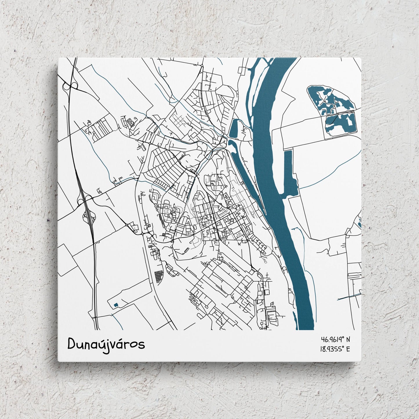 Dunaújváros - Térképes vászonkép