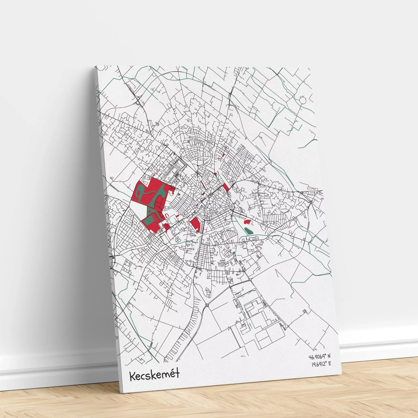 Kecskemét - Térképes vászonkép