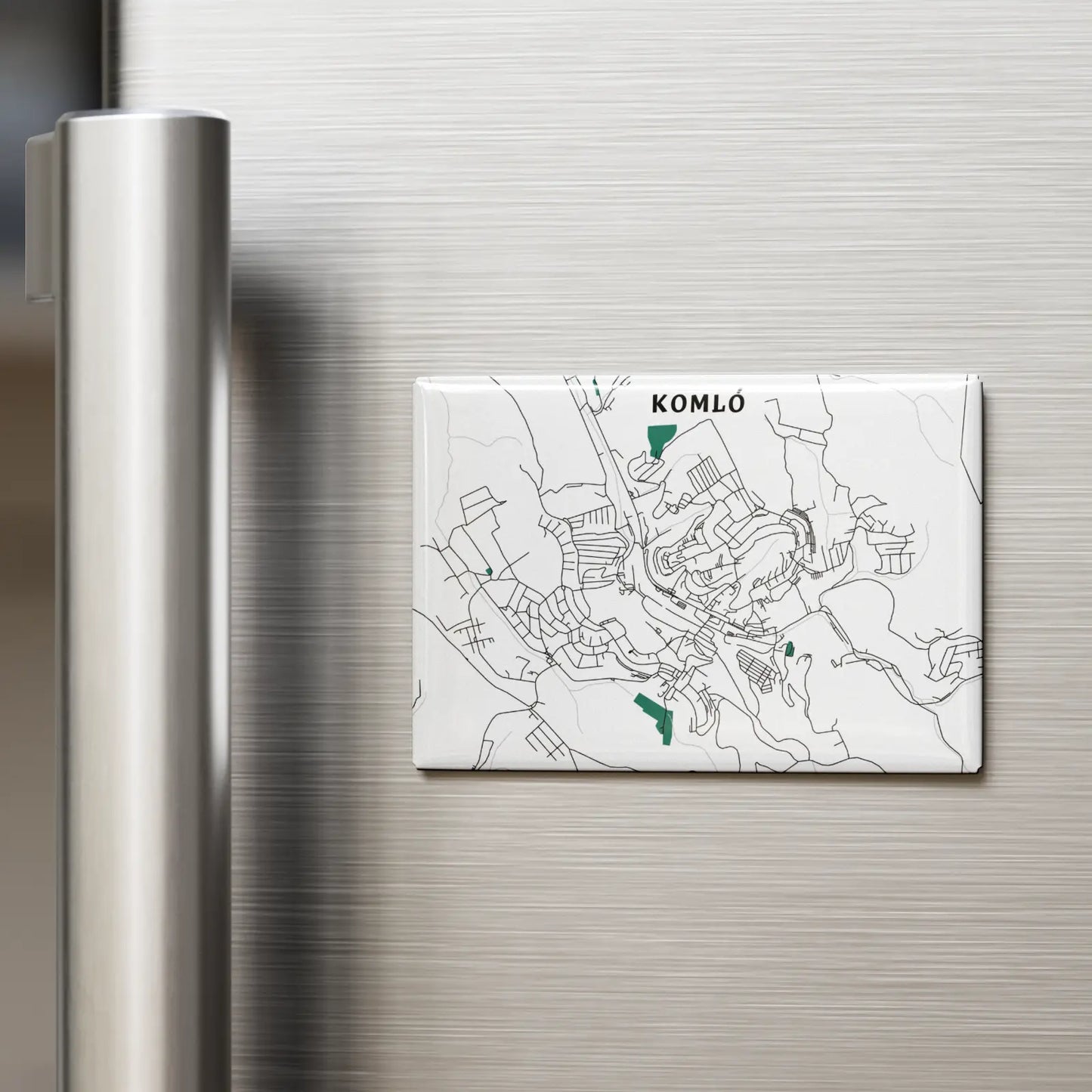 Komló - Térképes hűtőmágnes
