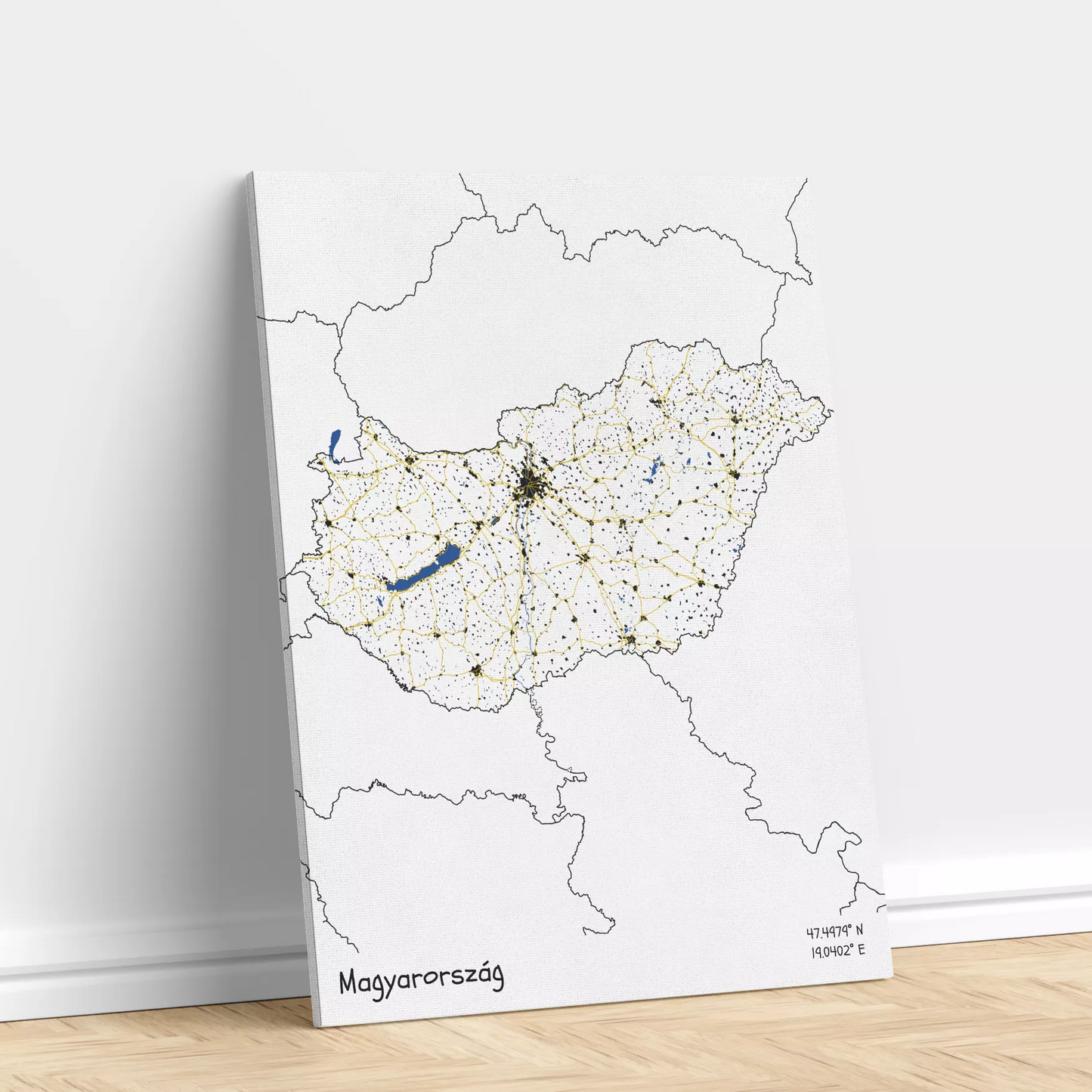 Magyarország - Térképes vászonkép