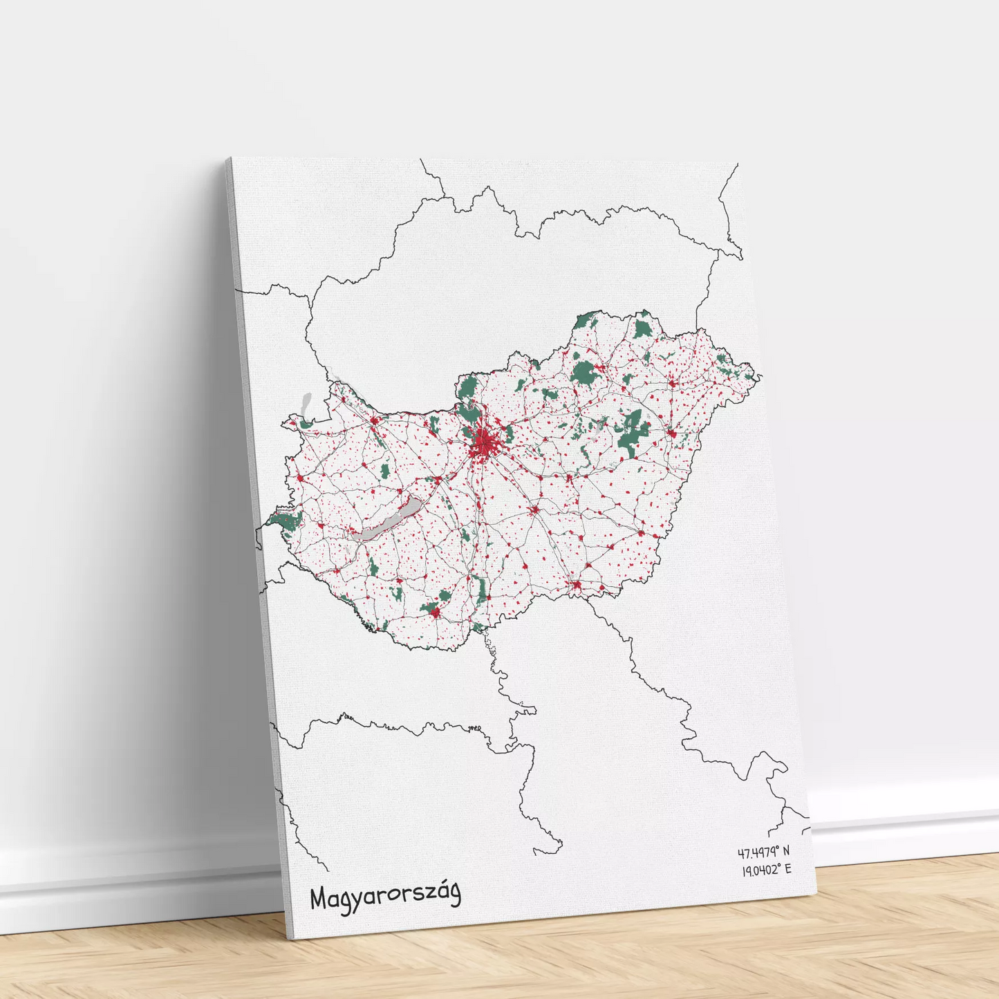 Magyarország - Térképes vászonkép