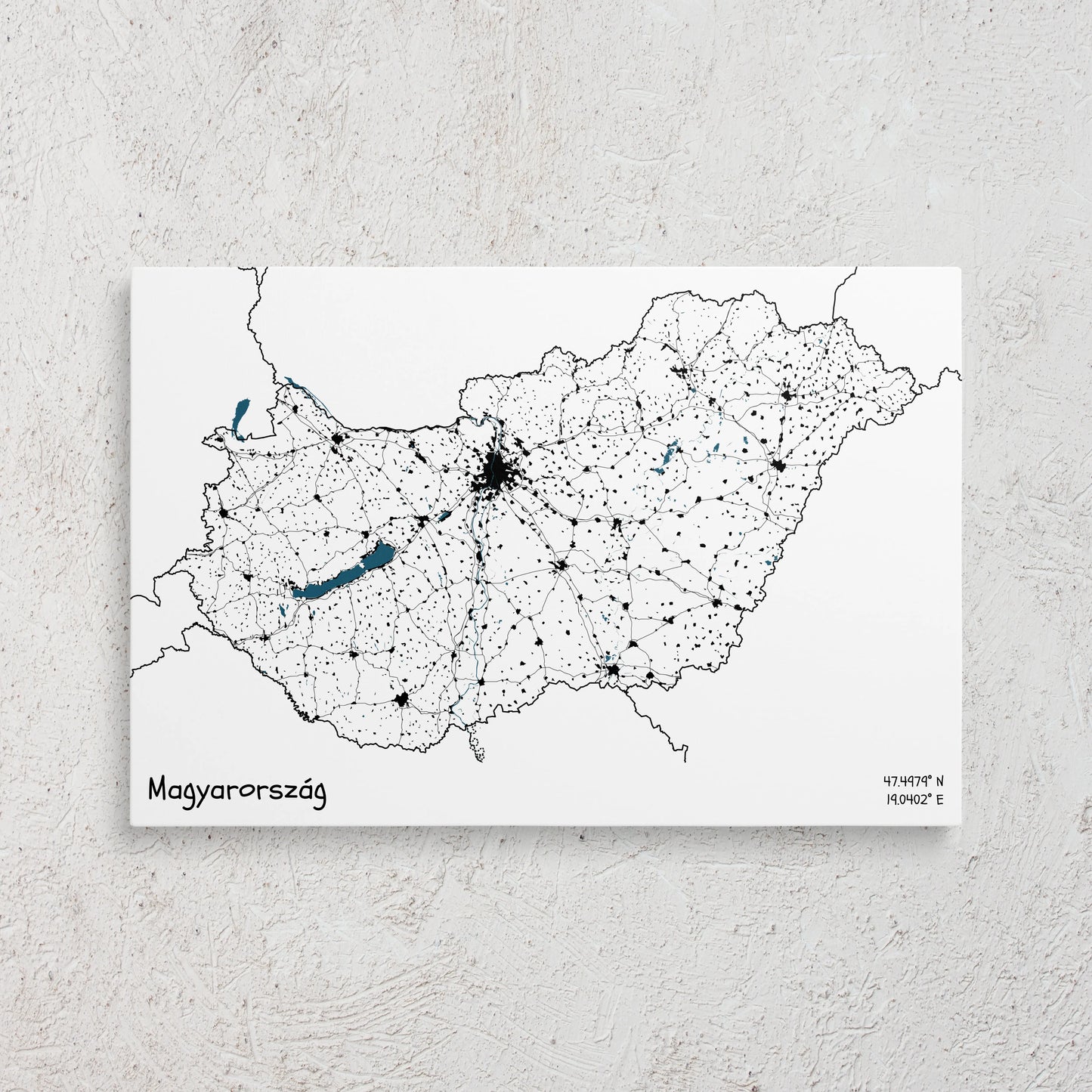 Magyarország - Térképes vászonkép