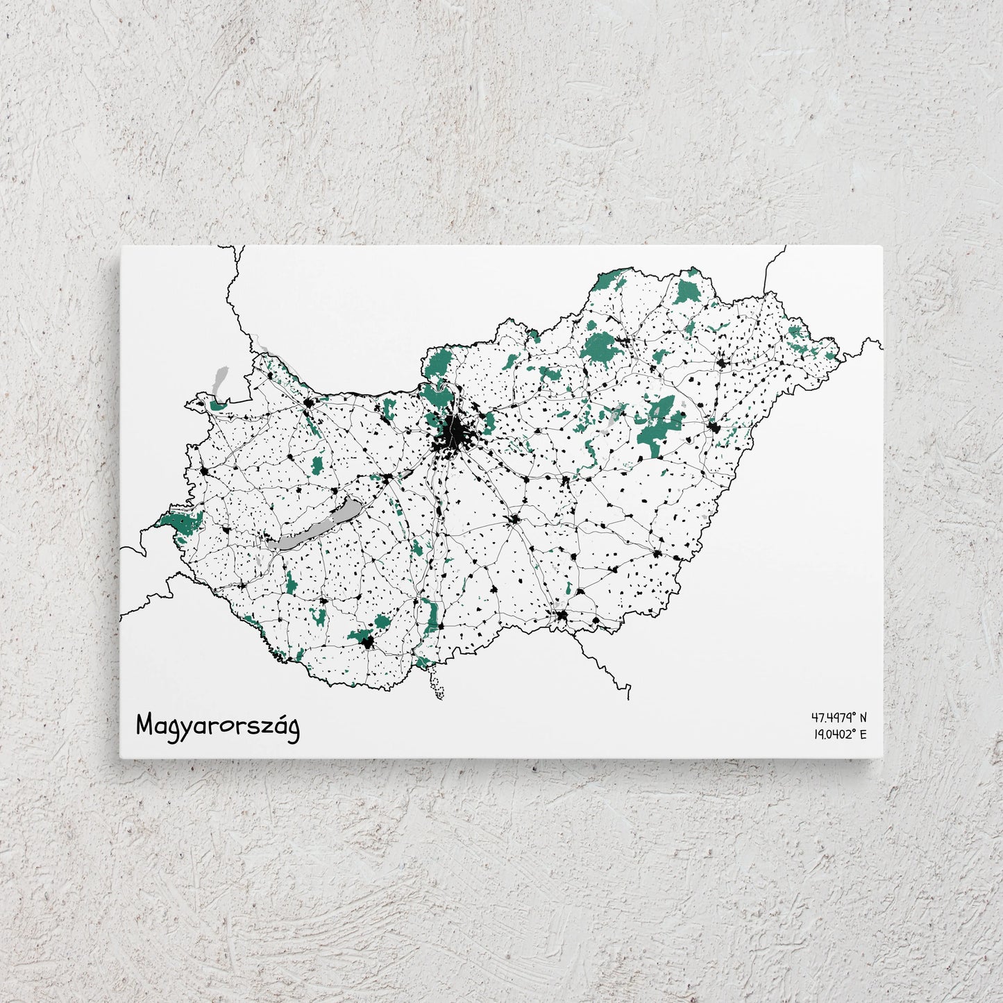 Magyarország - Térképes vászonkép