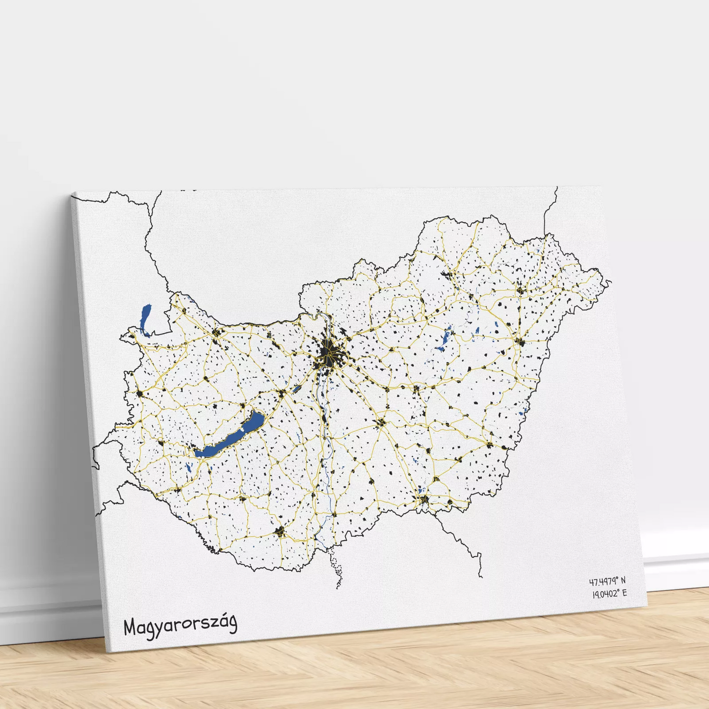 Magyarország - Térképes vászonkép