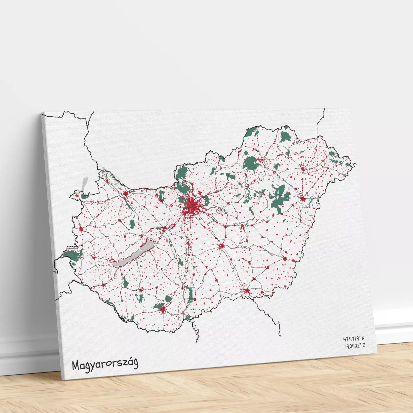 Magyarország - Térképes vászonkép