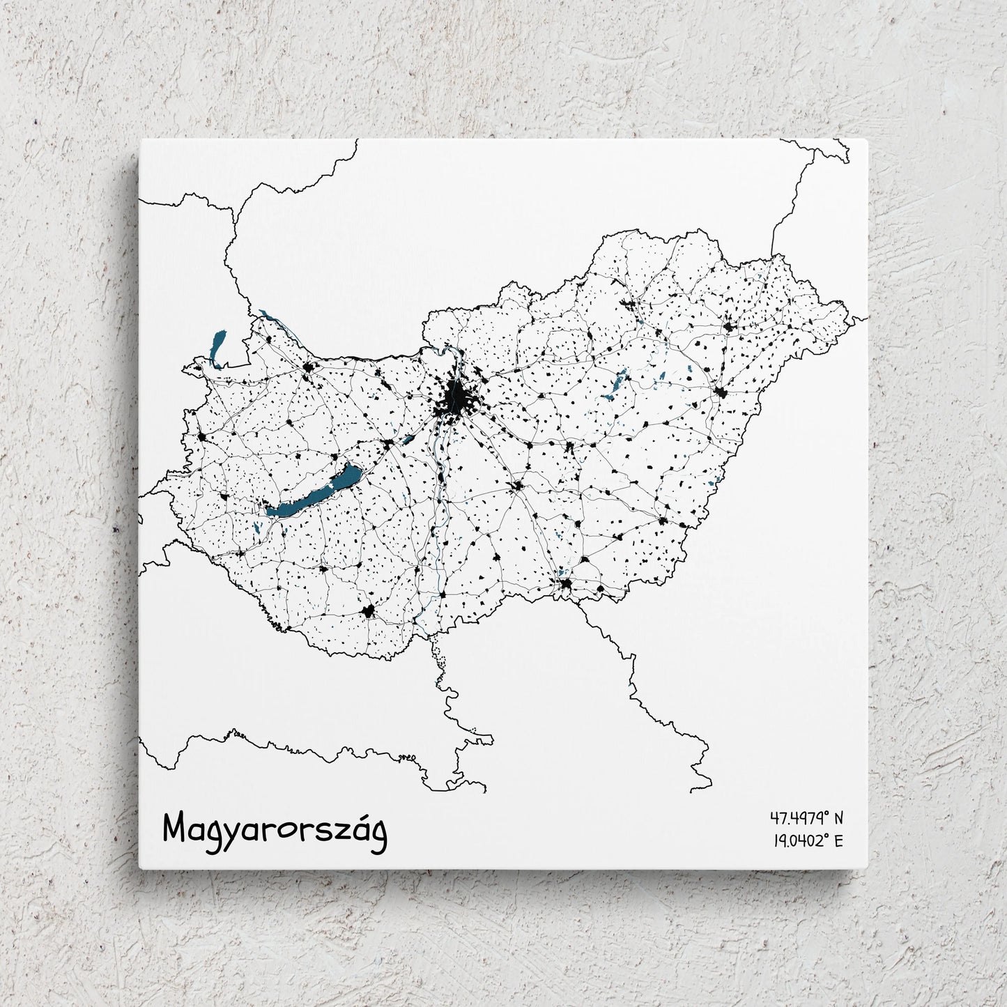 Magyarország - Térképes vászonkép