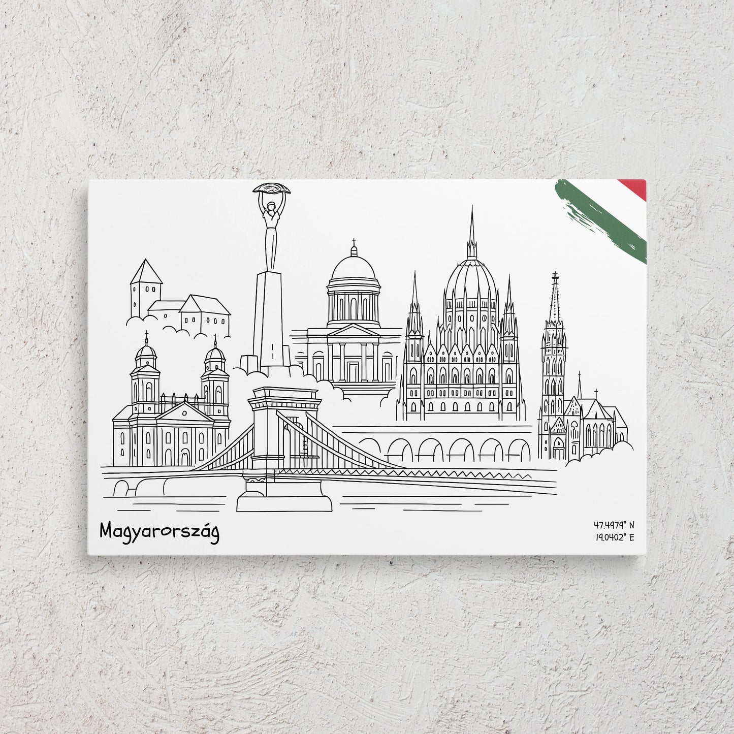 Magyarország - Vonalrajz vászonkép