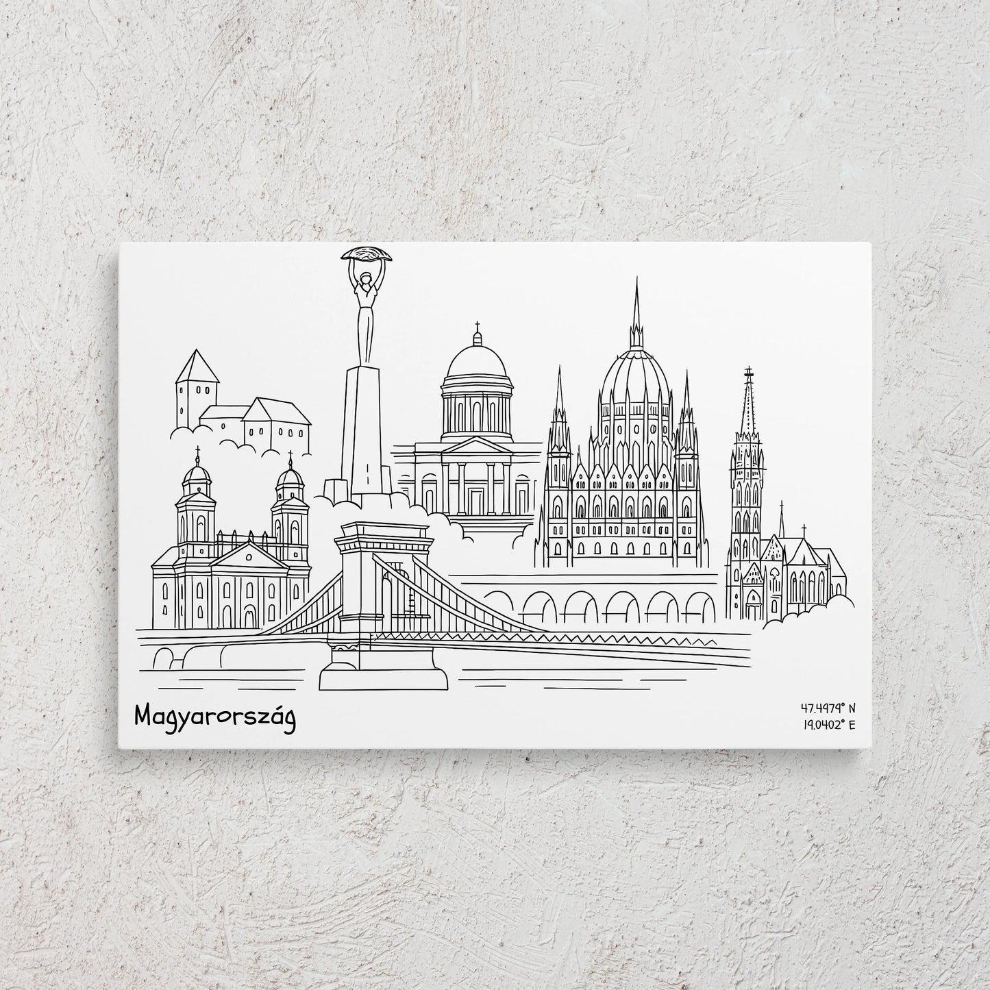 Magyarország - Vonalrajz vászonkép