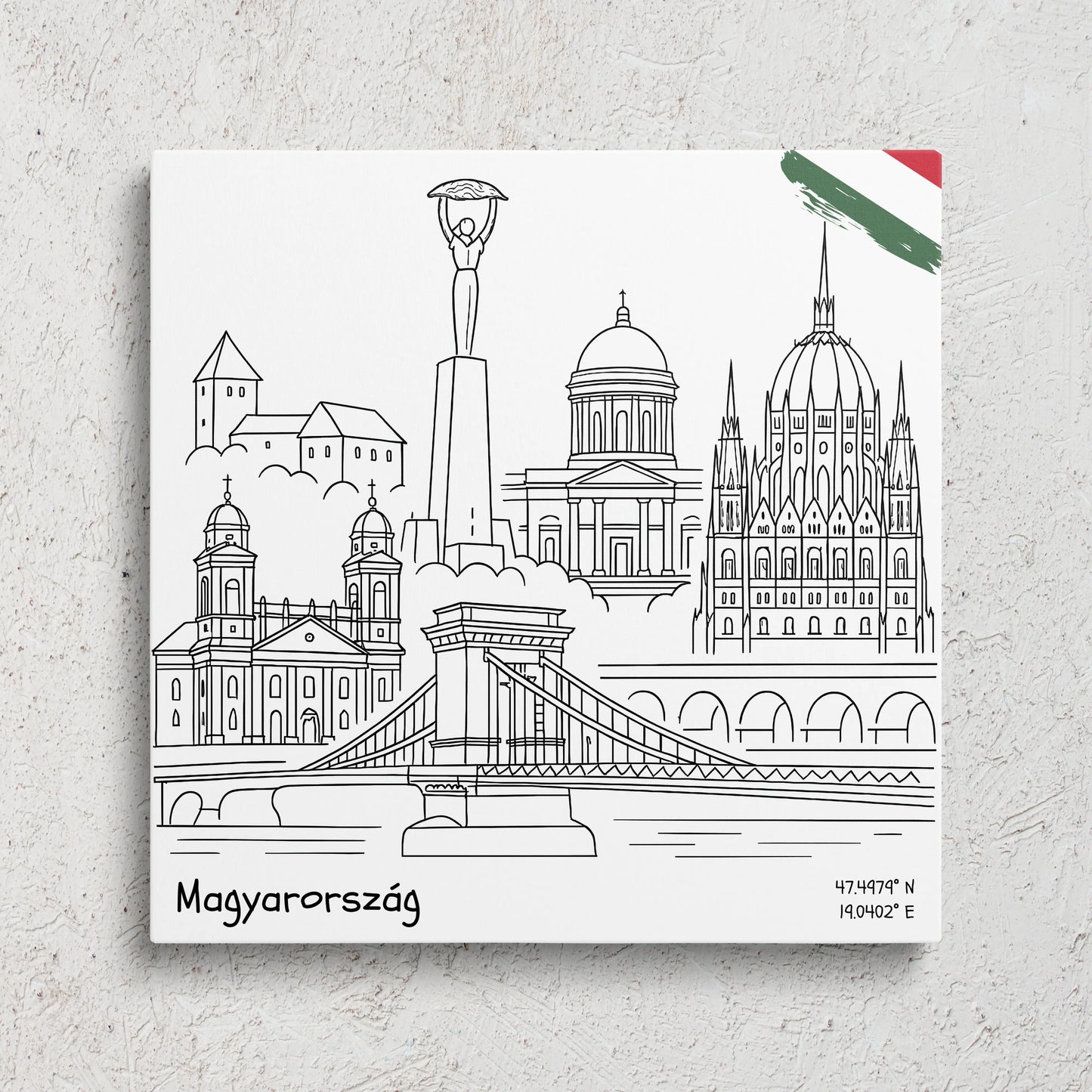 Magyarország - Vonalrajz vászonkép