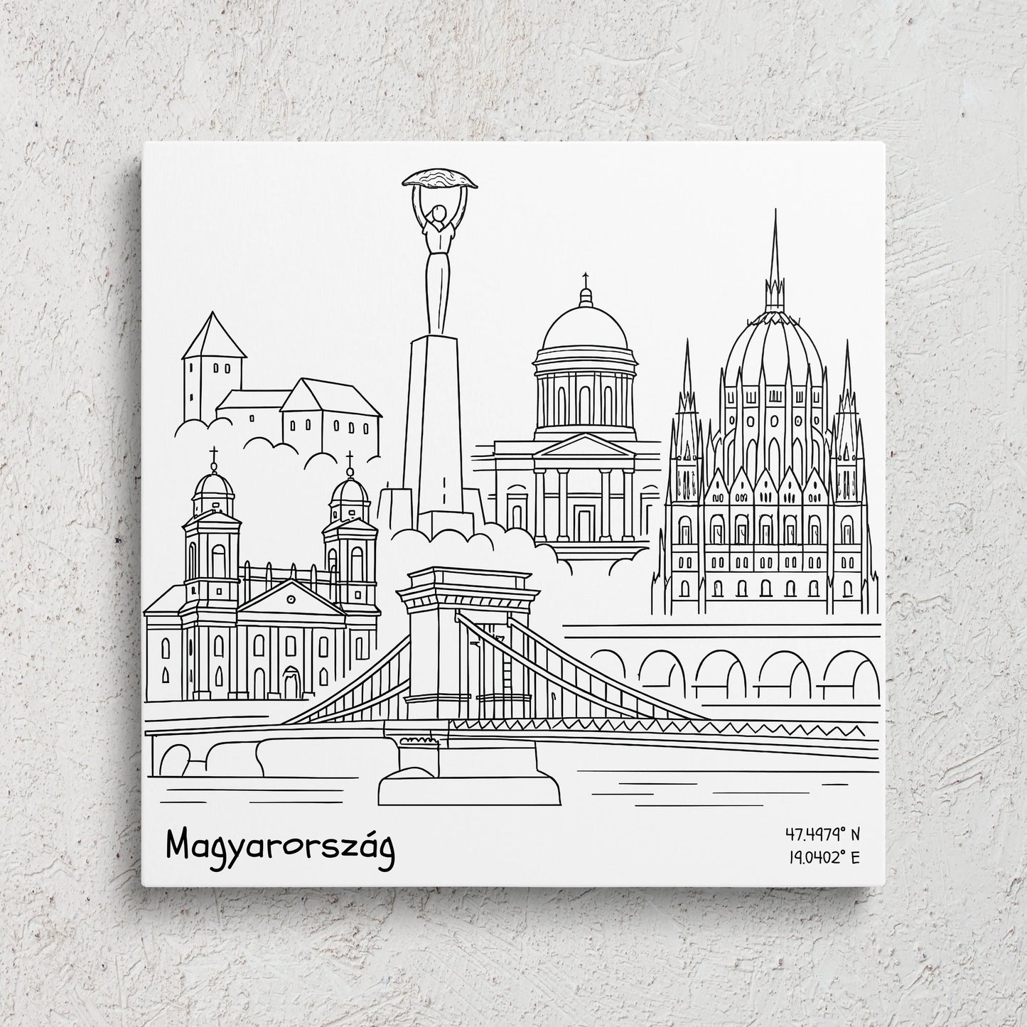 Magyarország - Vonalrajz vászonkép