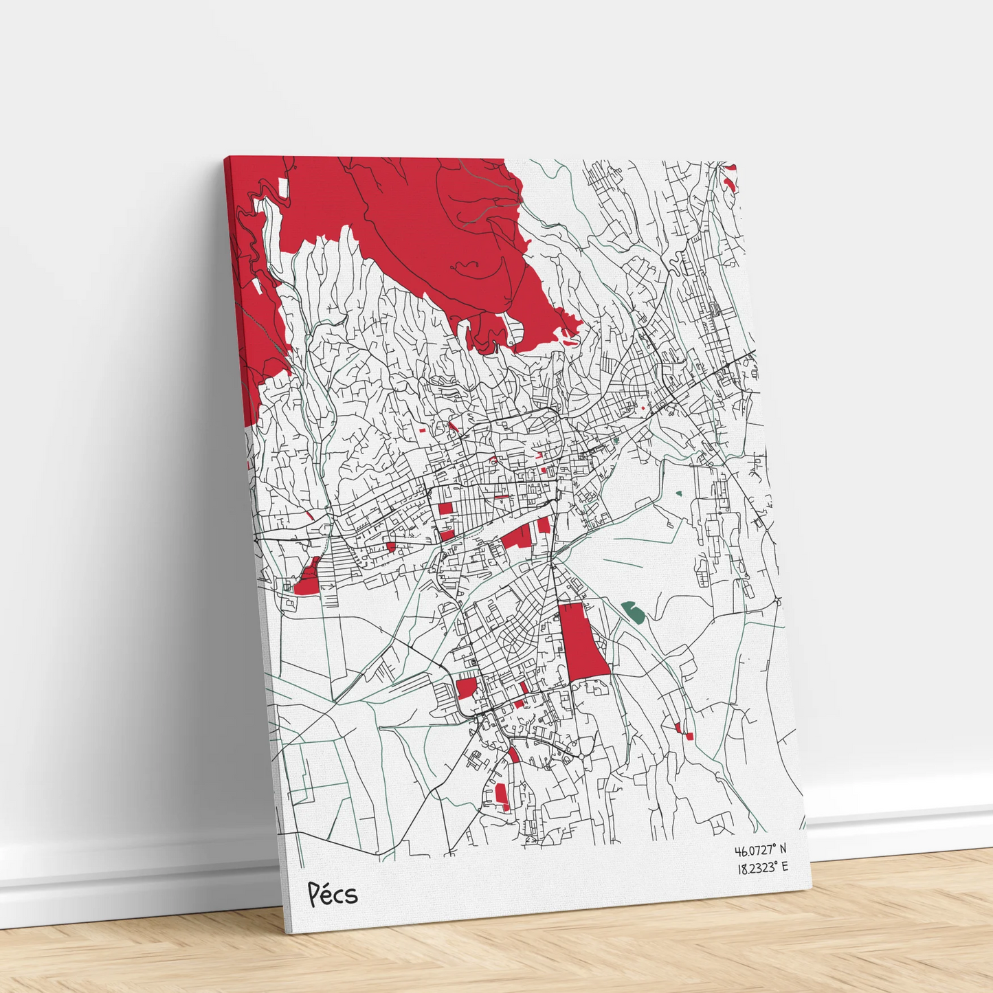 Pécs - Térképes vászonkép