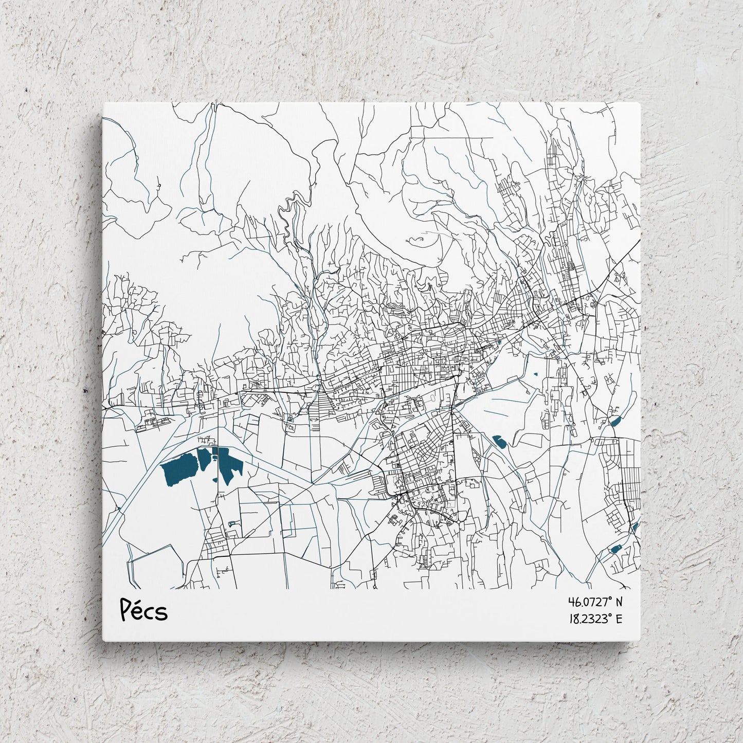 Pécs - Térképes vászonkép