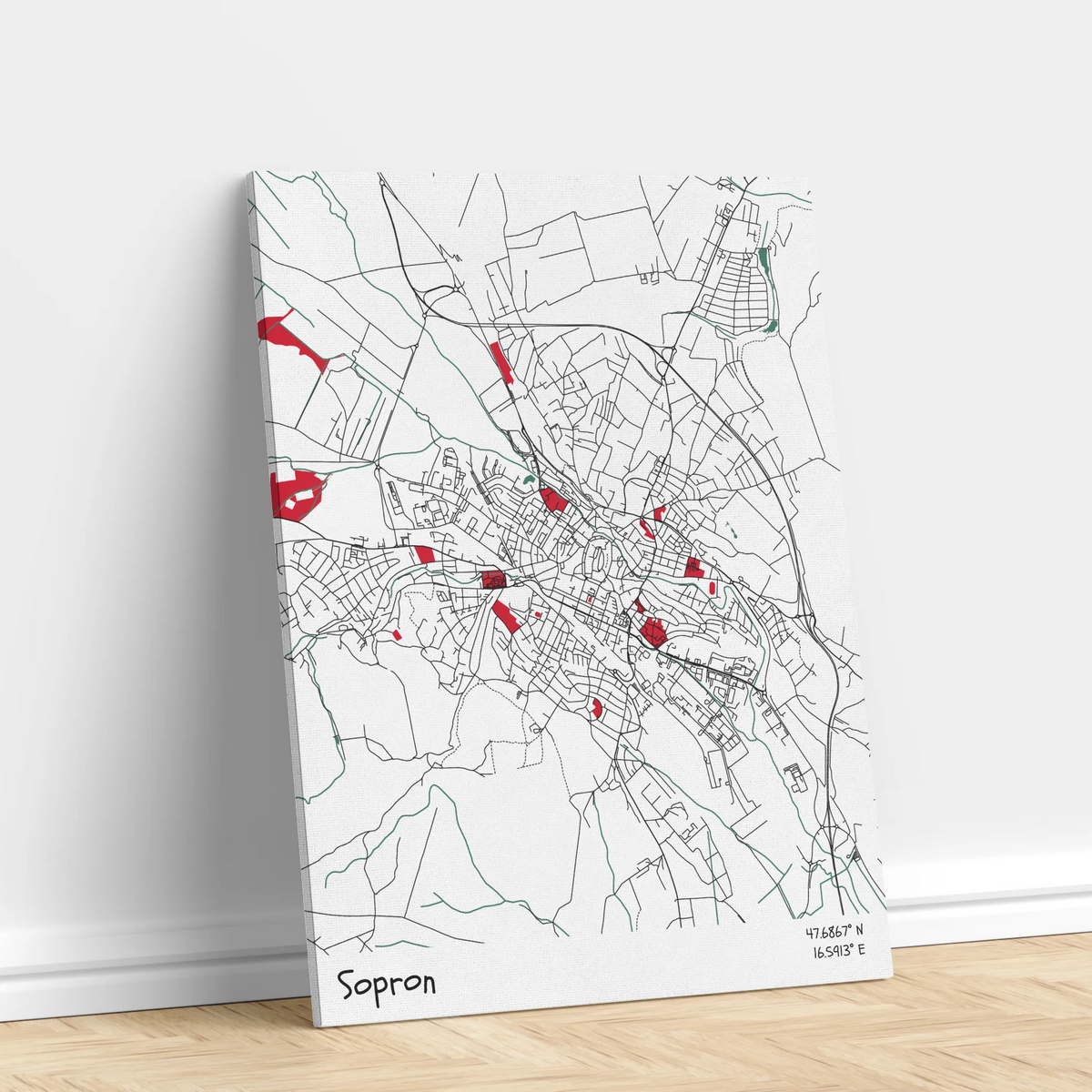 Sopron - Térképes vászonkép