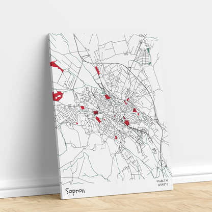 Sopron - Térképes vászonkép
