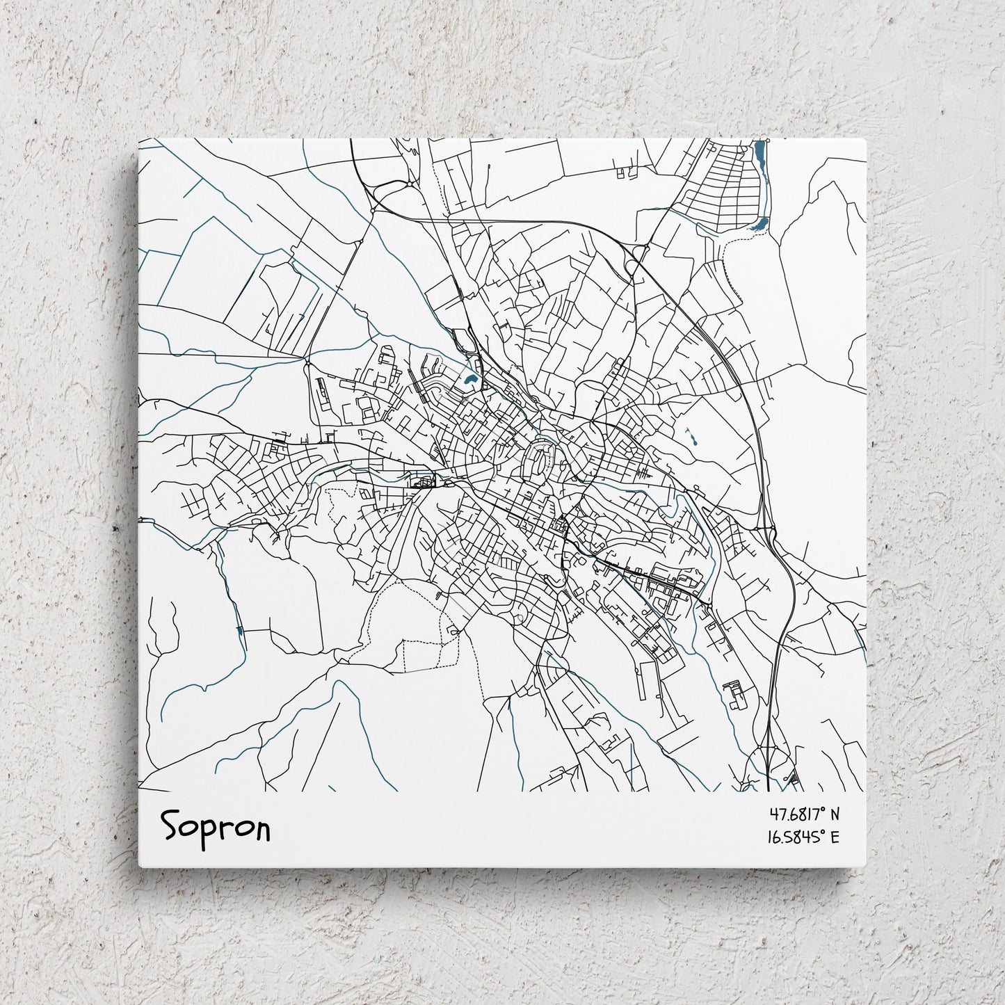 Sopron - Térképes vászonkép