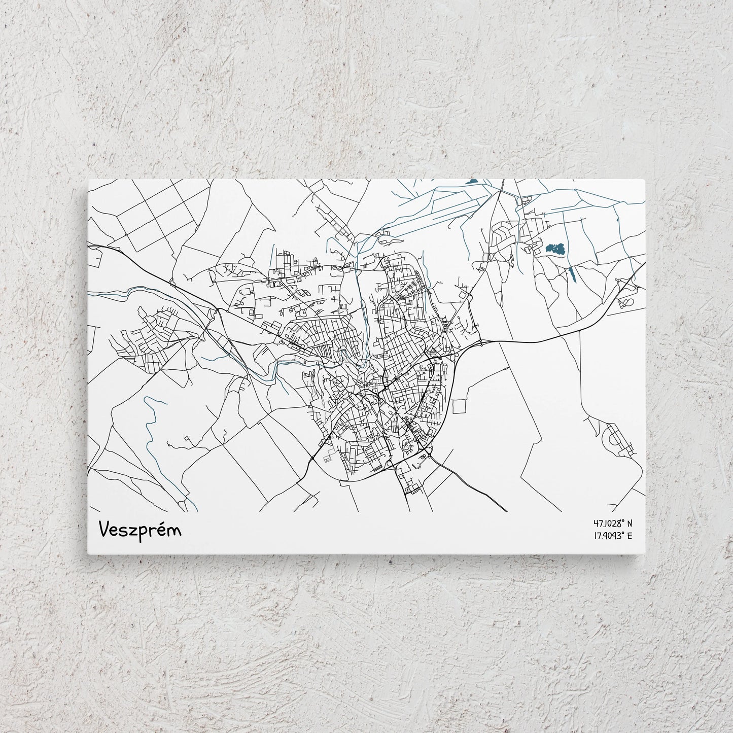 Veszprém - Térképes vászonkép