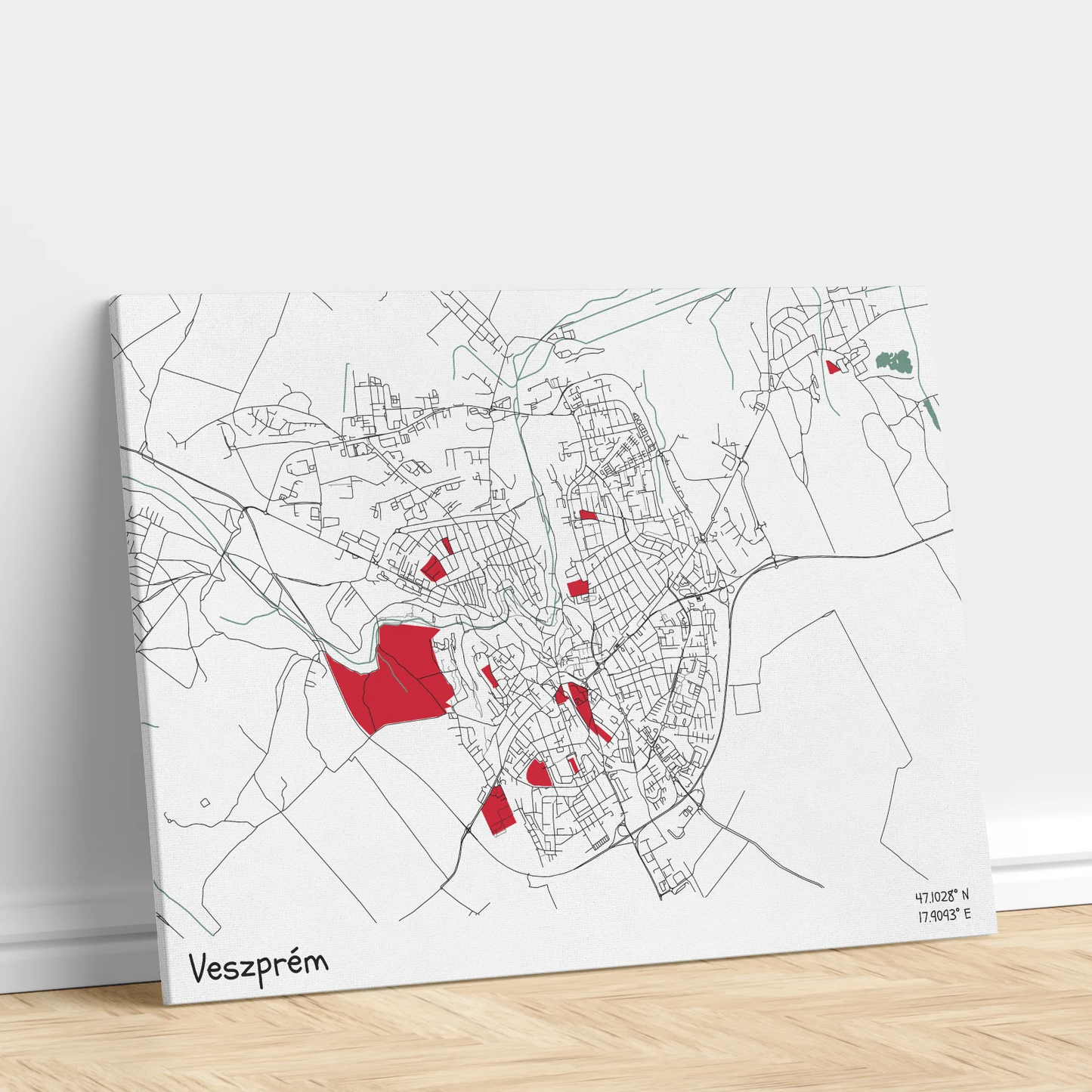 Veszprém - Térképes vászonkép