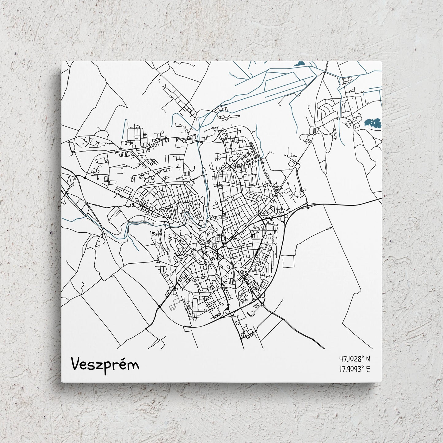 Veszprém - Térképes vászonkép