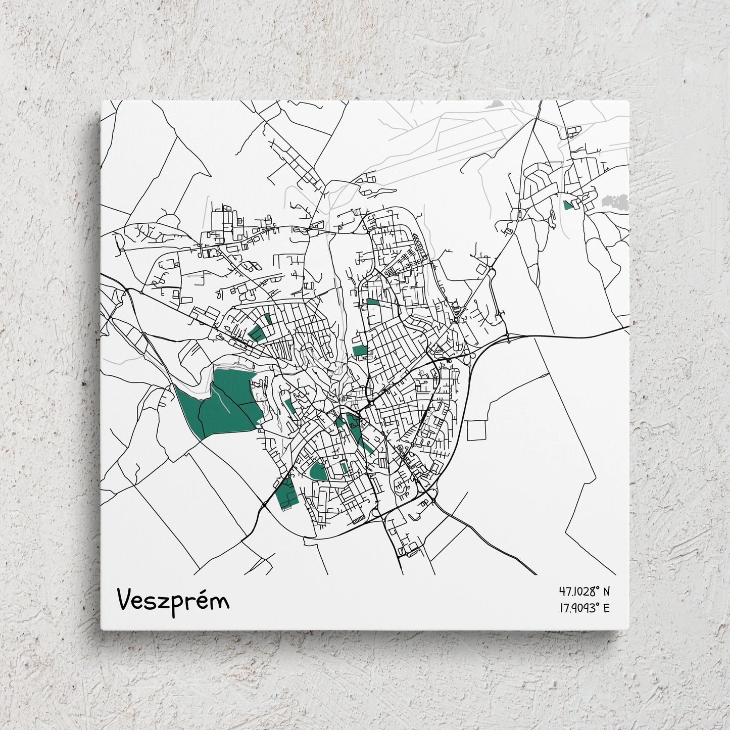 Veszprém - Térképes vászonkép